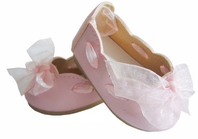 Pink Ribbon Ballet Flats Pumps Shoes compatible with 18'' American Girl Dolls