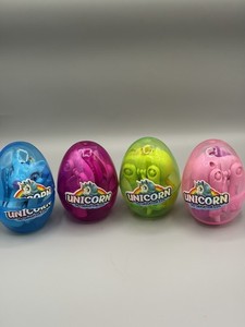 Easter Eggs with Toys Prefilled 4 3/8" Plastic Easter Eggs Filled Unicorn 4 Pack