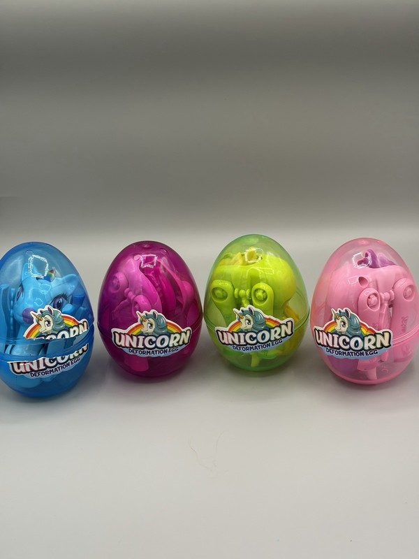 Easter Eggs with Toys Prefilled 4 3/8" Plastic Easter Eggs Filled Unicorn 4 Pack