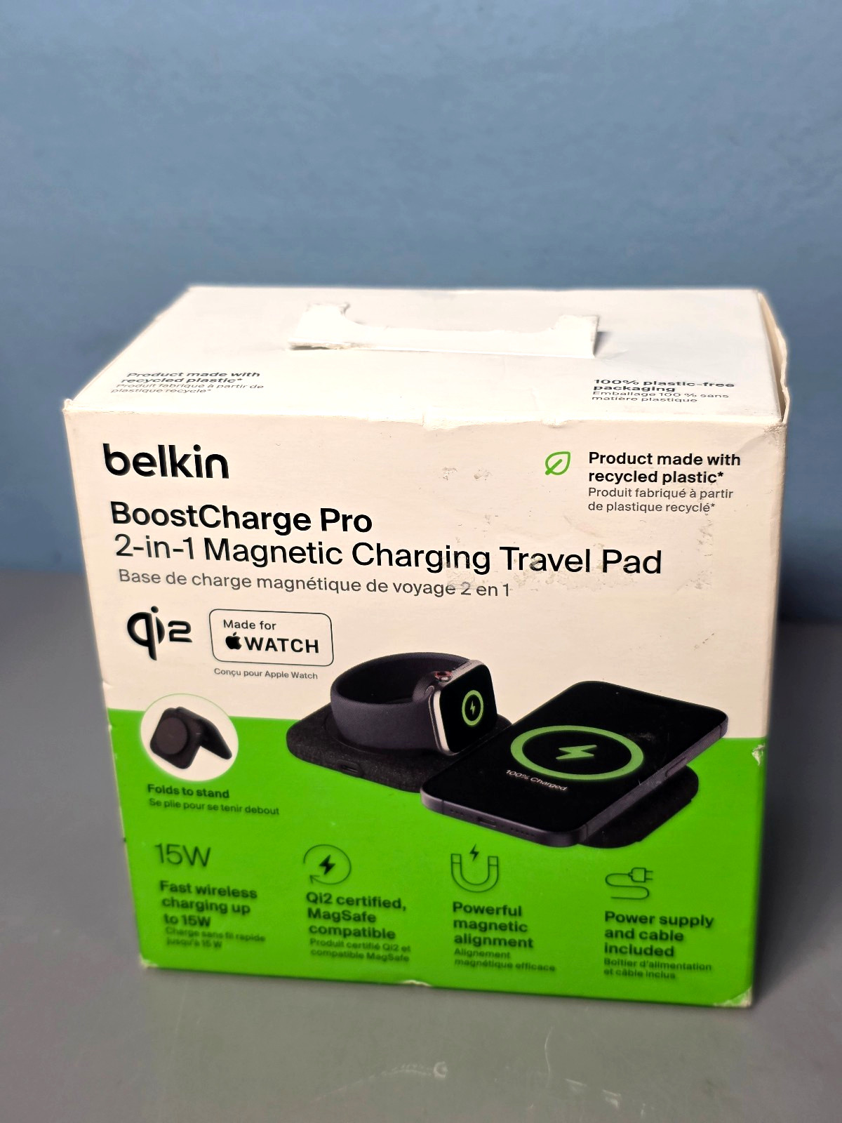 Belkin Boostcharge Pro 2-in-1 Magnetic Charging Travel Pad -Sealed