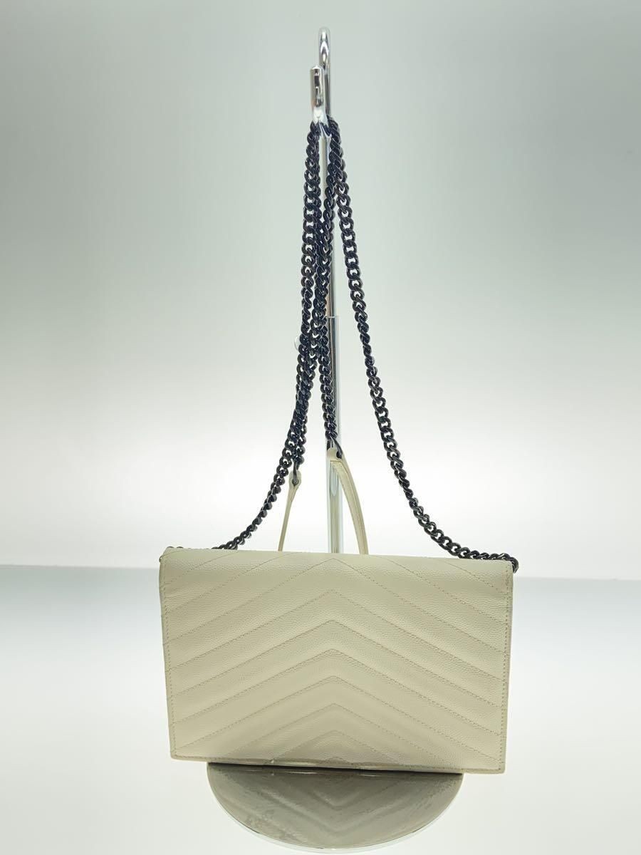 Borsa a tracolla SAINT LAURENT catena portafoglio pelle materassé bianco 3953 0116 usata