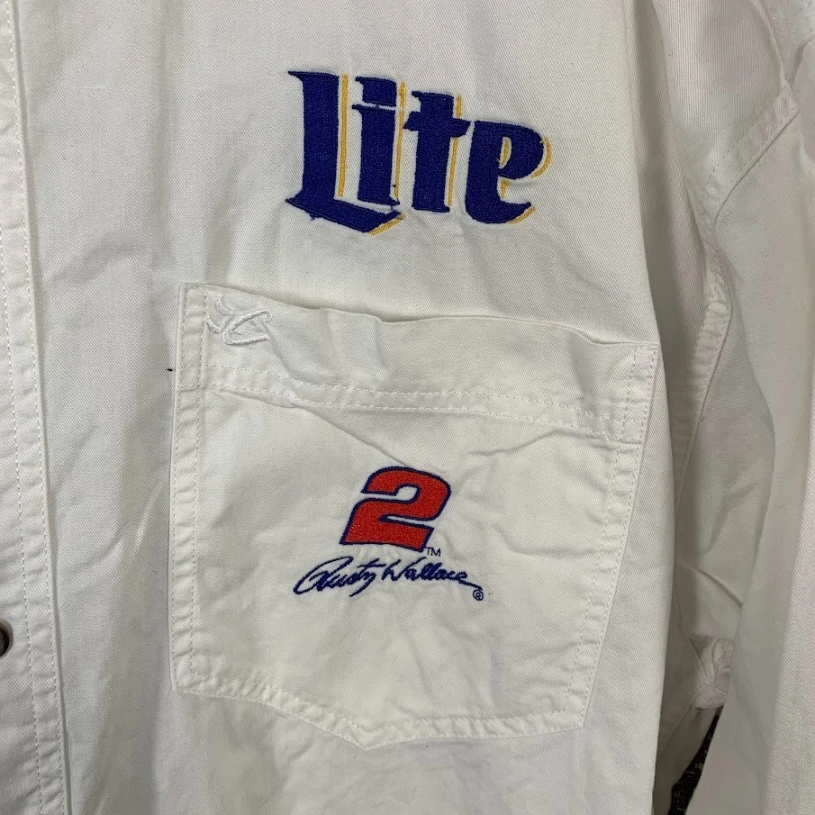 Chase Authentics Button Down Shirt Miller Lite Rusty Wallace Nascar Men's Large - Image 2 of 4