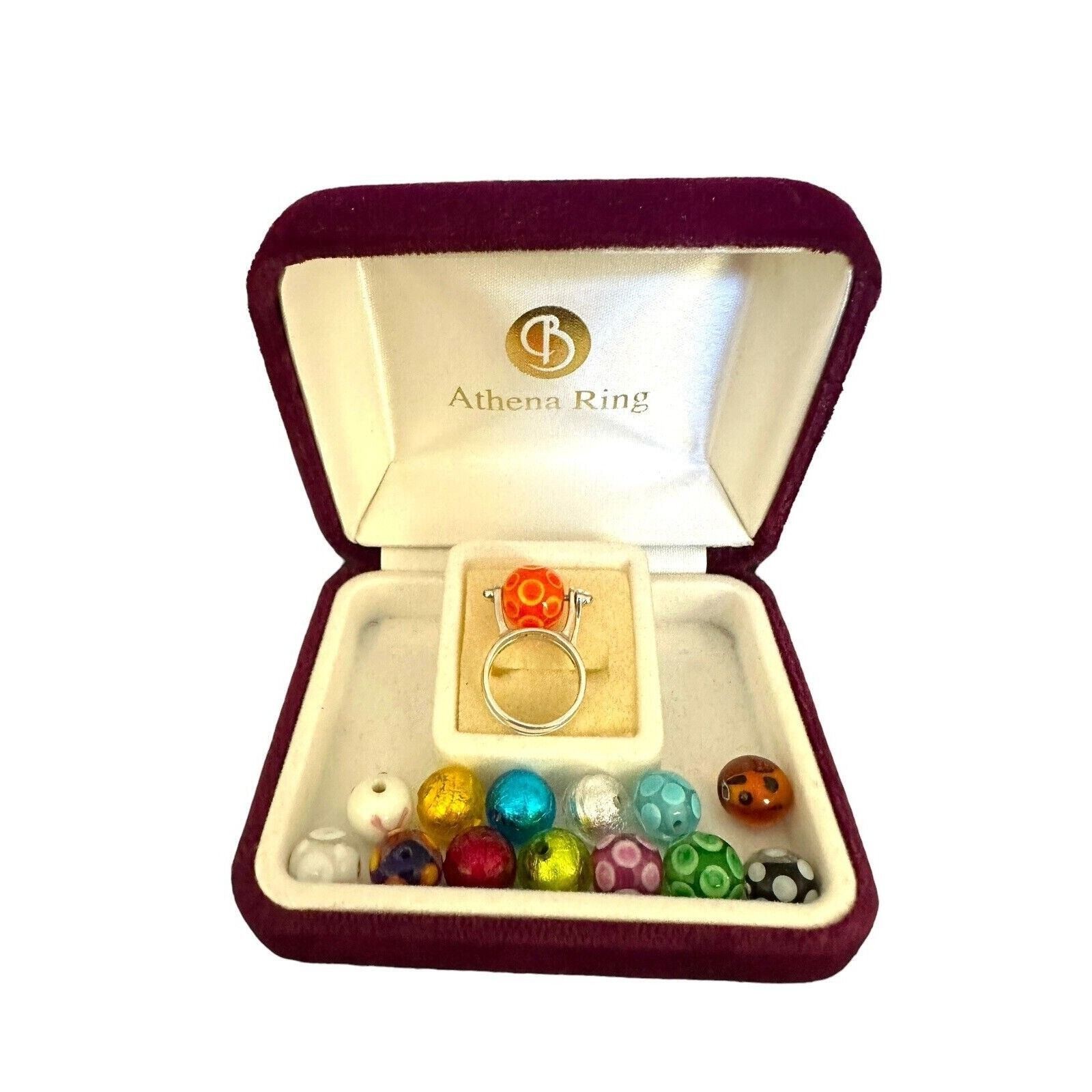 Original Sterling Interchangeable Bead Ring With 14- 8mm Venetian Beads NIB SET