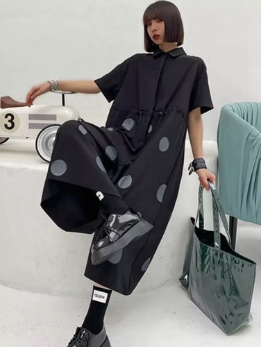 Black Grey Urban Street Chic Designer Loose Floaty Summer Dungaree Jumpsuit 12 - Picture 1 of 15