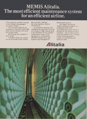 1979 Alitalia: MEMIS, Most Efficient Maintenance System Vintage Print Ad