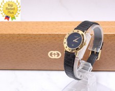 Vintage *N MINT w/ Box* GUCCI 3000L Black Dial Quartz Gold Women's Watch JAPAN