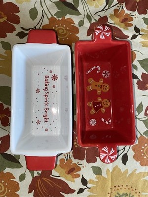 2 Christmas Mini Loaf Pans Ovenware - Makes Great Gifts filled with a goody!