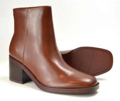 Nine West Women's Amatt03 Brown Zip Ankle Booties Dress Boots Size 9M New