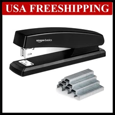 Stapler with 1000 Staples, Office Stapler, 25 Sheet Capacity, Non-Slip, Black