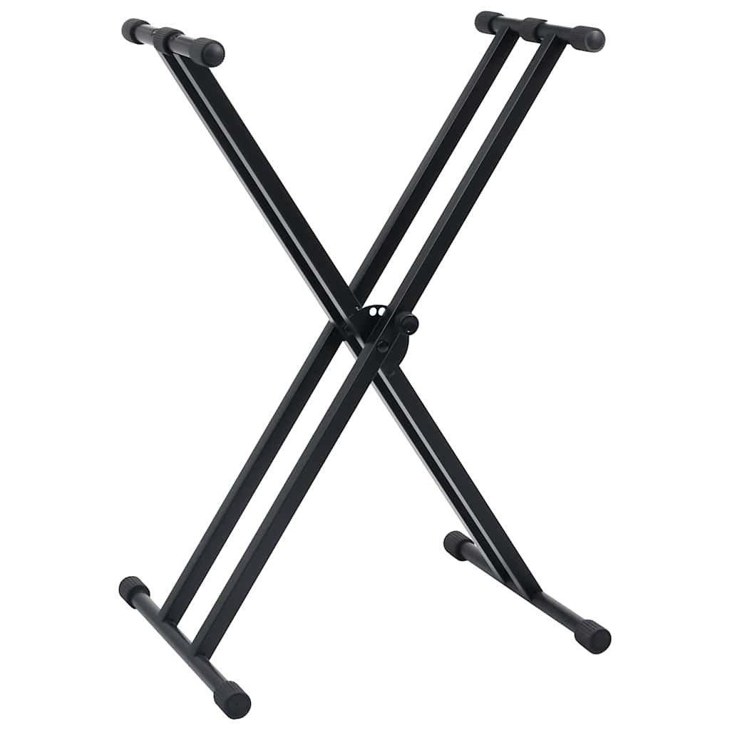 Supporto Tastiera a Doppia Staffa Set con Sgabello Nero Pianola Gambe vidaXL foto 3