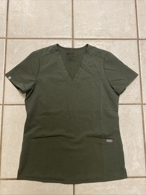 FIGS Top Technical Collection V Neck Scrub Women's XS MOSS GREEN Casma 3 Pocket