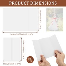 100Pcs Pre Folded Invitation Sleeve Set Translucent Envelope Insert Liner leawe
