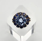 HC Vintage Sterling Silver Vermeil Blue Topaz Blue Sapphire Accent Ring Size 8