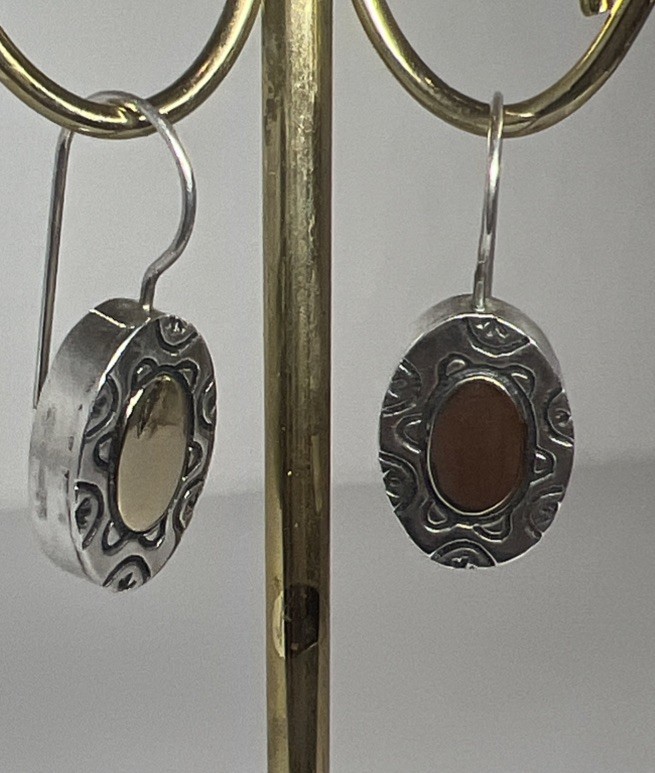 Solid 925 Sterling Silver Whimsical Design Copper… - image 3