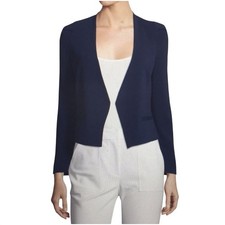 Rebecca Taylor Devon Open Front Blazer Navy Designer Quiet Luxury Size 2 Classic