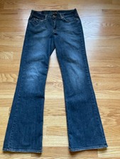 Women's Lucky Brand Sweet N Low Blue Denim Flare Jeans Size 4 / 27 EUC USA MADE