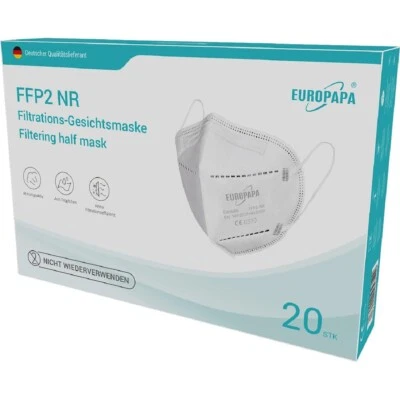 EUROPAPA® 100x FFP2 Weiss Masken Atemschutzmaske 5-Lagen Staubschutzmasken Weiß