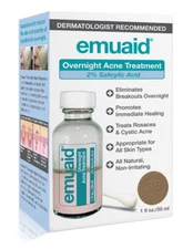 Emuaid Overnight Acne Treatment 2% Salicylic Acid-Rosacea, Cystic Acne (1 Fl oz)