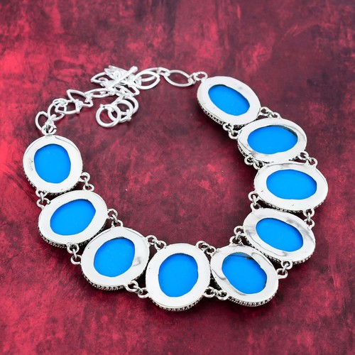 Lavish Arizona Turquoise Gemstone Handmade 925 Sterling Silver Jewelry Necklace - Picture 5 of 5