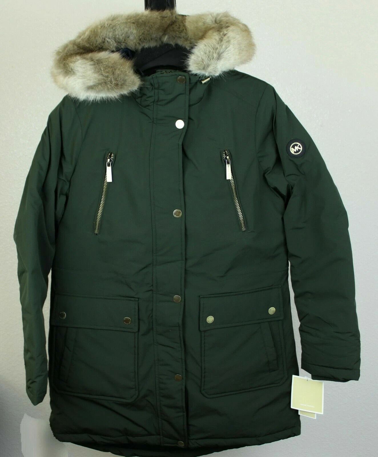 Cappotto a giacche nuovo con etichette Michael Michael Kors cappuccio pieno di etichette prezzo al dettaglio $330