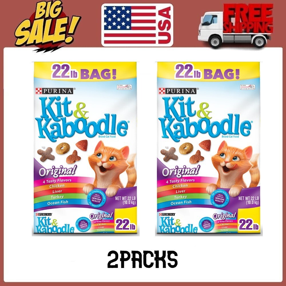 Purina Kit & Kaboodle Origina Dry Cat Food, 22 lb Bag, 2 Packs Free Shipping