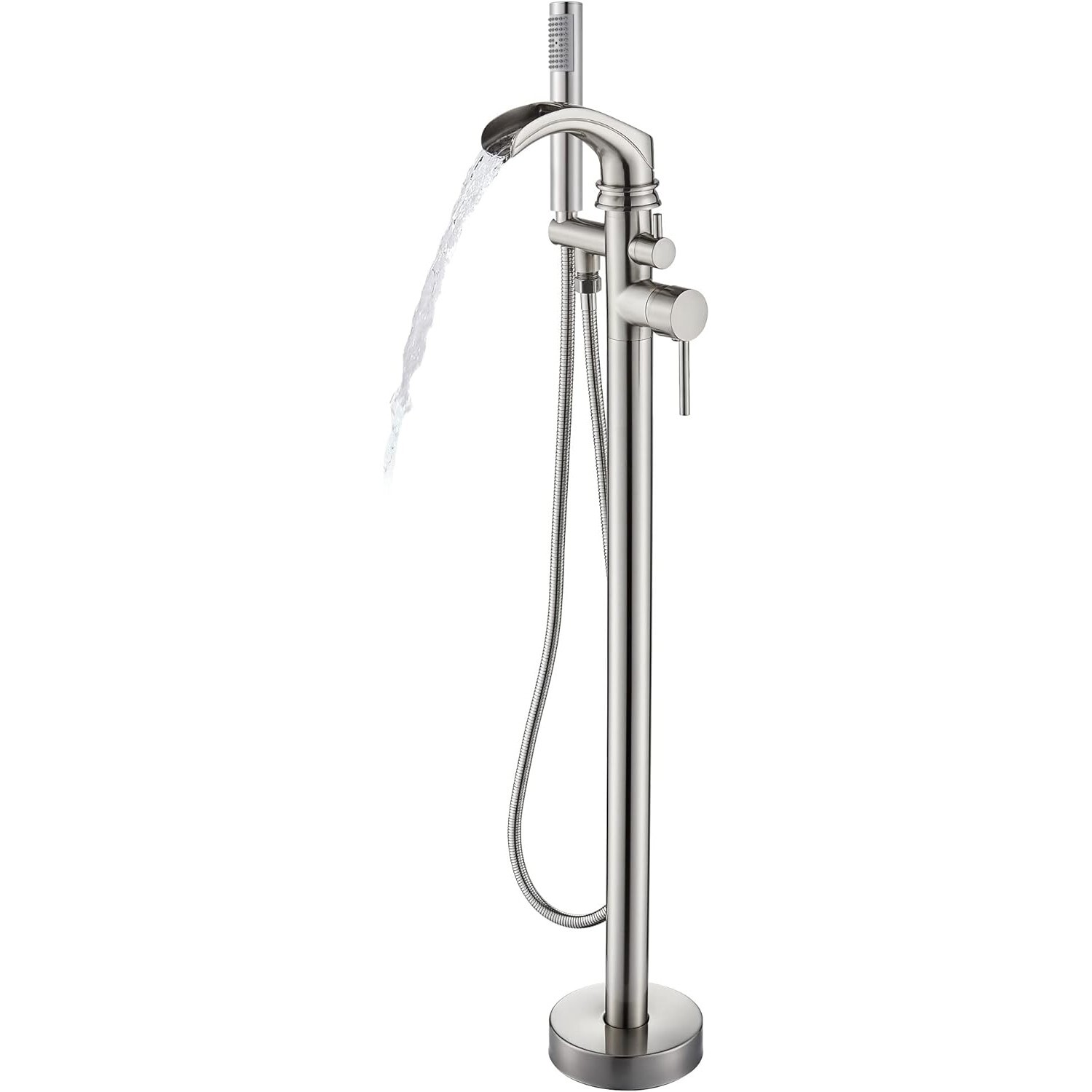 Stainless Steel Bathroom Floor Mount Tub Filler Freestanding Bathtub Faucet