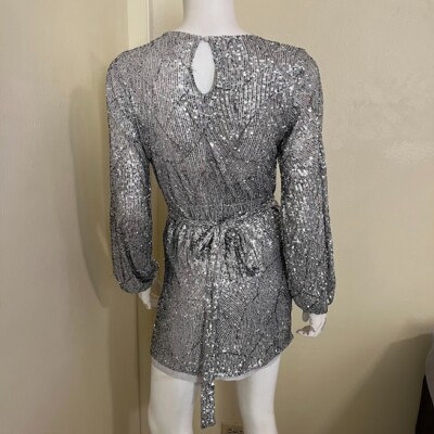 Forever 21 Metallic Sequin Mini Dress Womens XS Silver Long Sleeve | eBay Forever 21 Metallic Sequin Mini Dress Womens XS Silver Long Sleeve | eBay