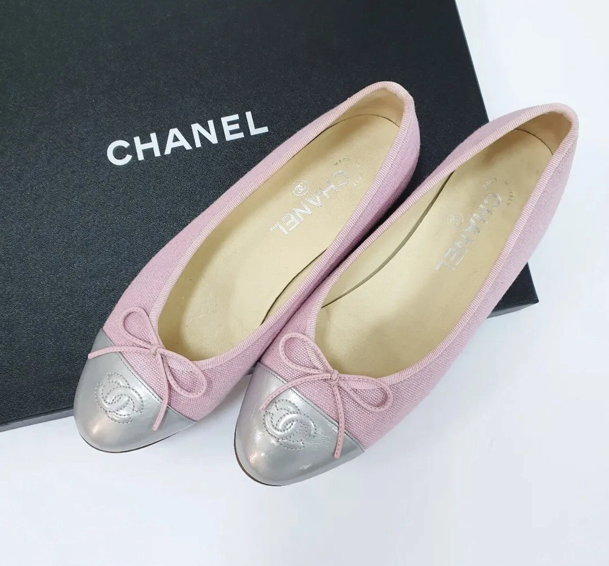 Pink chanel on sale ballet flats