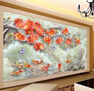 3D Red Flower Branch 43787NA Wallpaper Wall Murals Removable Wallpaper Fay