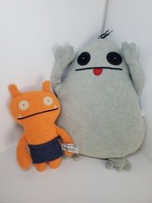 Vintage Ugly Dolls Set 2007 Ugly Ghost  2002 Wage With Denim Apron Plush