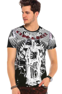 Cipo & Baxx KINGDOM Mens T-shirt CT568 Black All Sizes