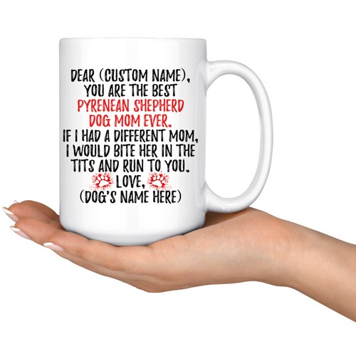 Personalized Pyrenean Shepherd Dog Mom Coffee Mug, Pyr Shep Dog Owner Women Gift - 第 2/10 張圖片