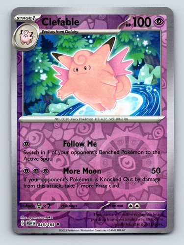 Stage 1 Clefable HP 100 Follow Me More Moon Fairy Type Pink - Bild 1 von 10