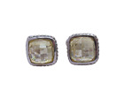 Sterling Silver Lemon Quartz Stud Earrings Judith Ripka 18K Yellow Gold &