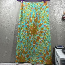 Zara printed cape skirt aqua tan womens size medium