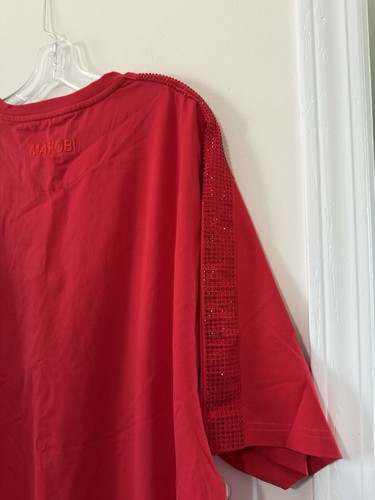 T shirt uomo Makobi top rosso strass taglia 3X ottima - Foto 7 di 7