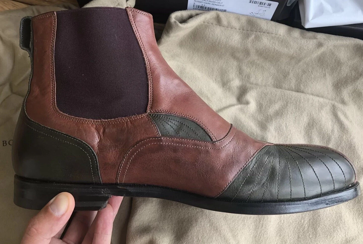 Stivali Chelsea Bottega Veneta Russet in pelle di vitello rustici 43 E 10