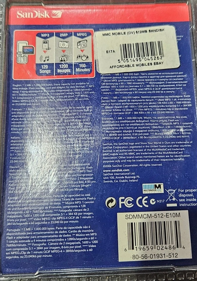 SanDisk 512 MB RS / MMC Mobile Memory Card + Adaptor for Nokia 6680 7610 6230i - Image 3 of 3