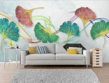3D Ginkgo Biloba G13618 Wallpaper Wall Murals Removable Self-adhesive Honey