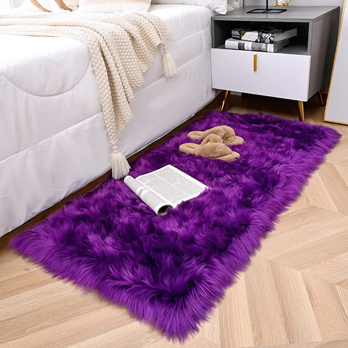 Soft Faux Fur Fluffy Area Rug Luxury Fuzzy Sheepskin Carpet 2ft X 3ft