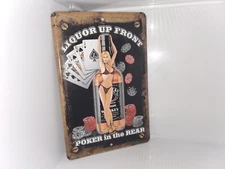 LIQUOR & POKER - *US MADE* Full Color Metal Sign - Man Cave Garage Bar Pub Décor