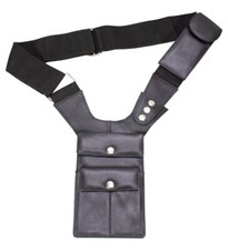 Black Genuine Leather Men's Messenger Phone Pocket Conceal Carry Pistal Bag