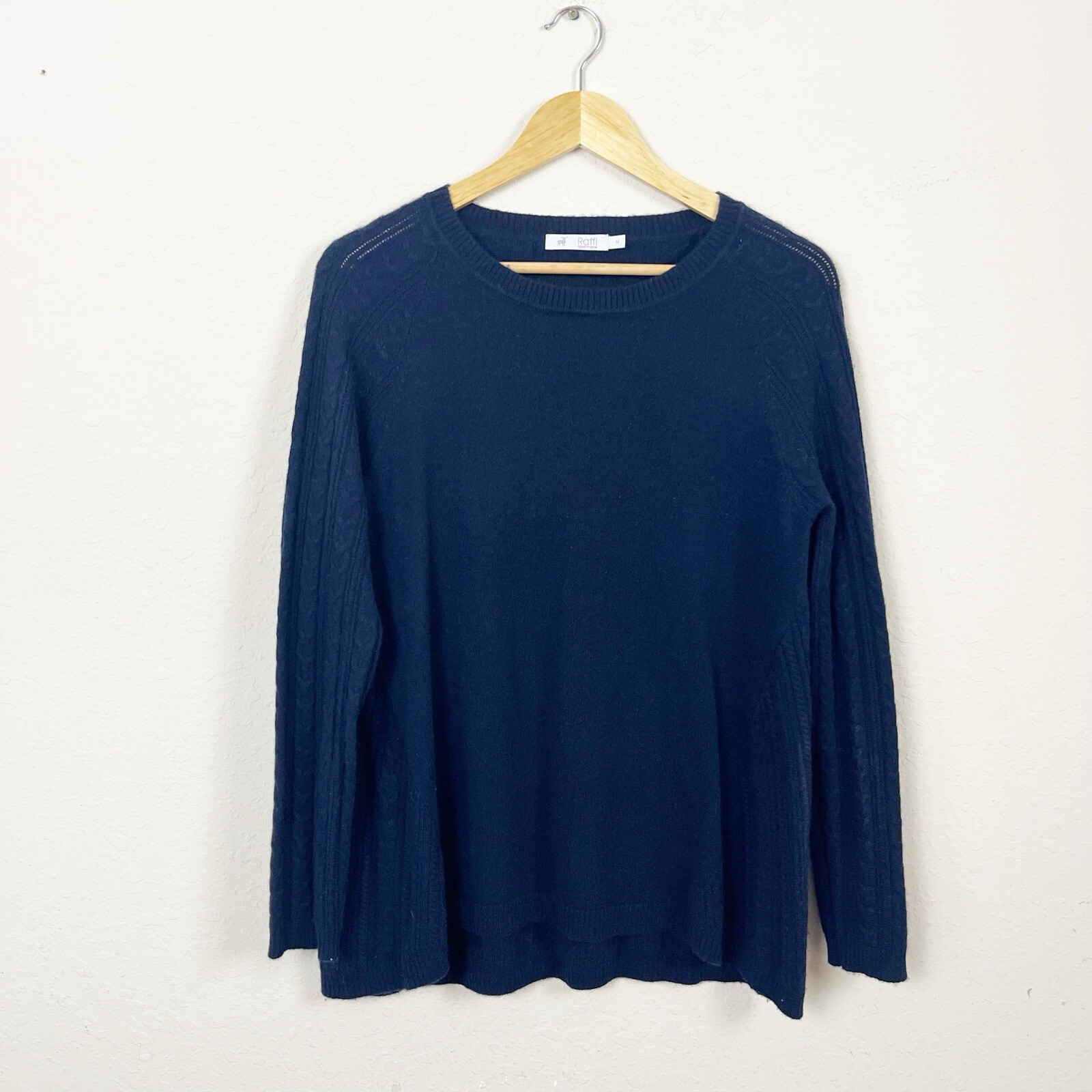 Raffi Cashmere Blue Crewneck Sweater Size Medium