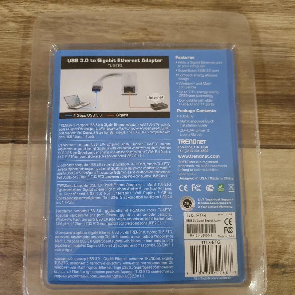TRENDnet TU3-ETG USB 3.0 to Gigabit Ethernet Adapter - TU3-ETG BRAND NEW - Image 4 of 4