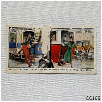 safety first cigarette cards Wills Safety First #39 Do Not Attempt To Board Vehicle Cigarette Card  (CC108)