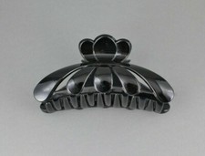 Black plastic 4.25" long big huge barrette clip claw clamp thick hair