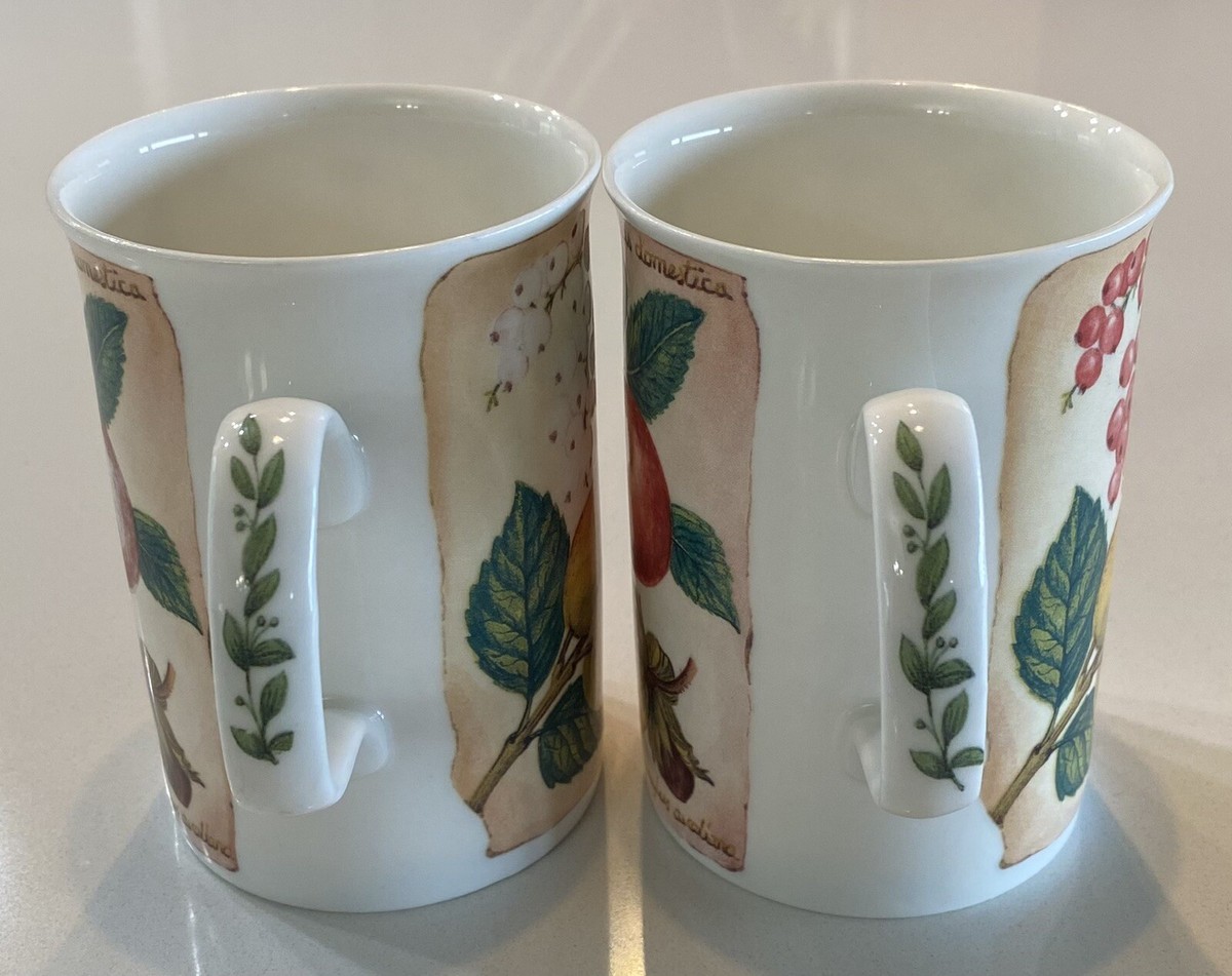 2 Roy Kirkham Parchment Fruit Mug or Cup Fine Bone China England