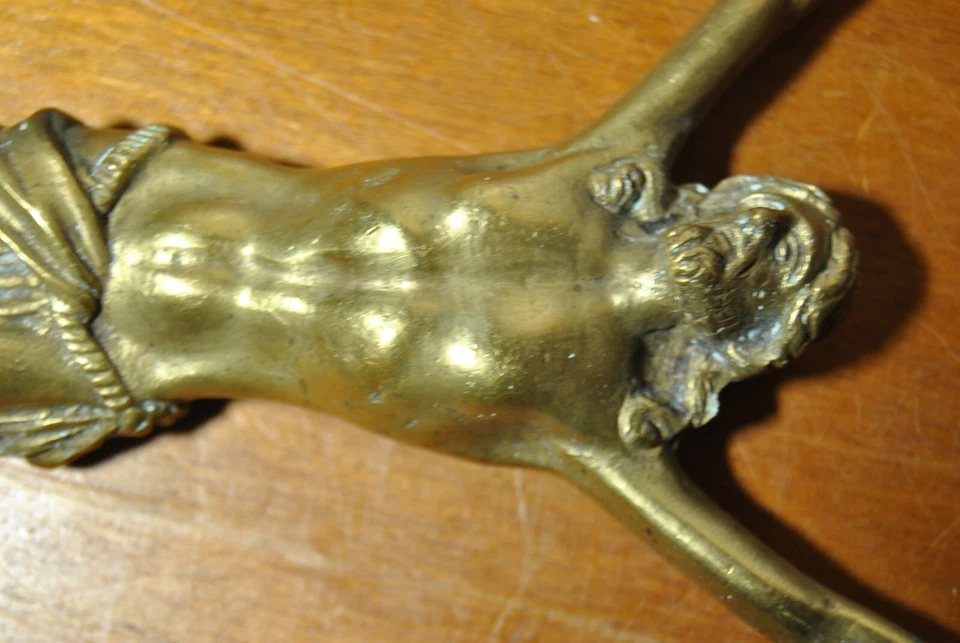 Crucifix Antique Bronze Sculpture Statue Old Jesus Christ - image 3 of 4