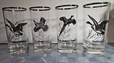 Federal Glass Sportsman 4 Highball Glasses Game Birds Grouse Canvasback Pheasant