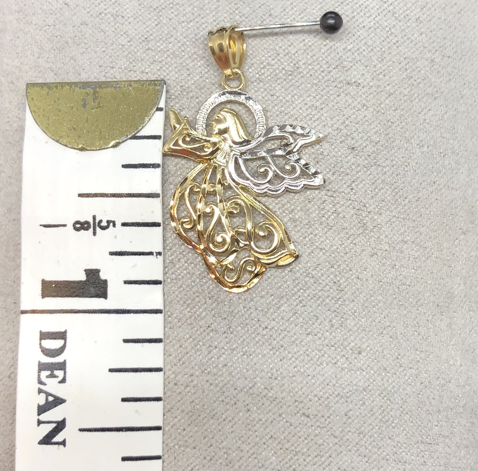 14k Yellow Gold Gabriel Angel Jesus Accented Filigree… Gem